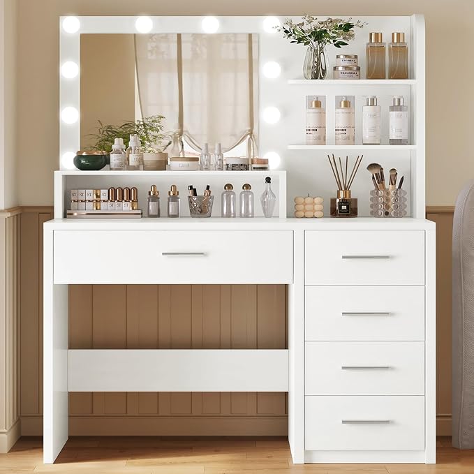 White 5 Drawers