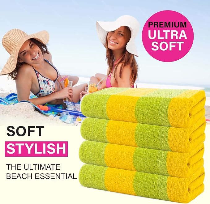 Malibu Beach Towels, 4 Pieces - Green