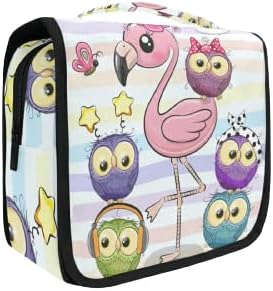 Cartoon Pink Flamingo And Five Owls