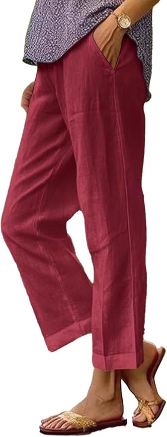 Womens Solid Straight Leg Pant 01