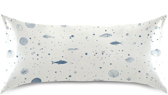 Light Beige Blue Fish Dots Ocean Minimalist