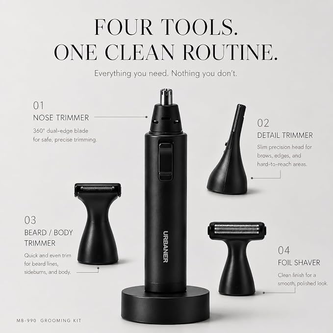 Matte Black - Mustache Trimmer + 3 Heads
