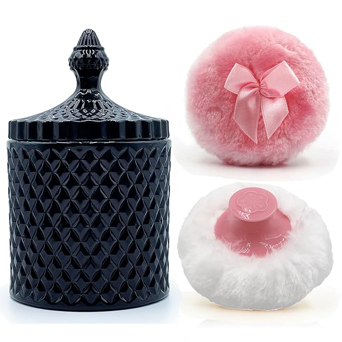 1 Handle 1 Bow Pink Puffs with Pointed Cylinder-Black-Large