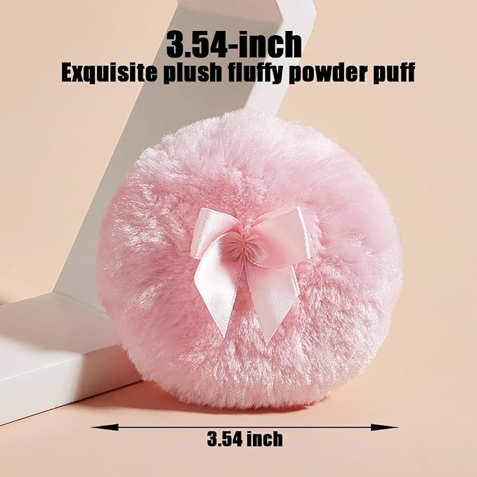 1 Beige 1 Pink Bow Puffs with Crown-Clear