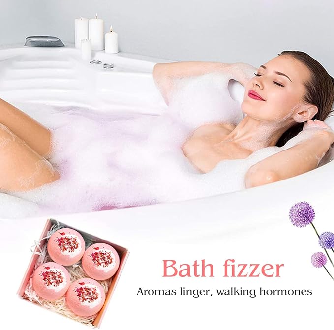 4pcs Rose Dried Flower Bath Bombs
