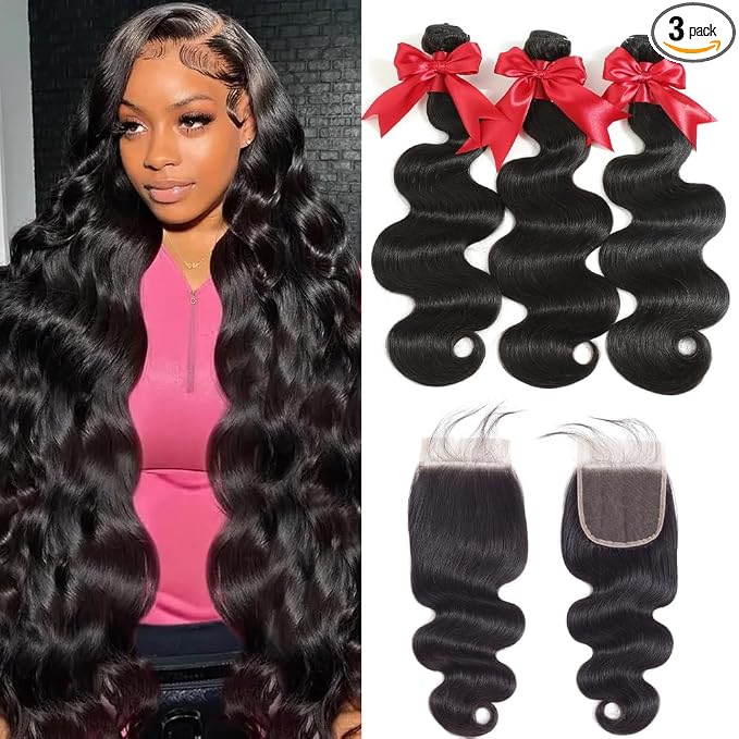 body wave bundles with 4x4 closure