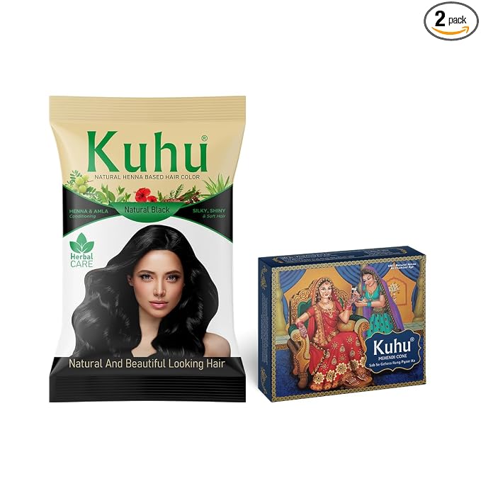 Natural Black Hair Color (Blue Mehendi Cone Box)