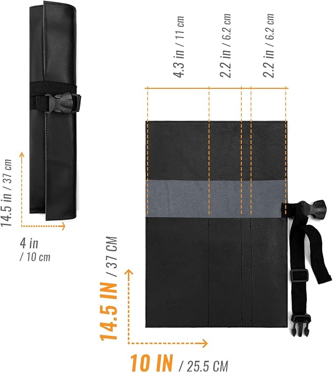 Knife Roll 3 Slots Black