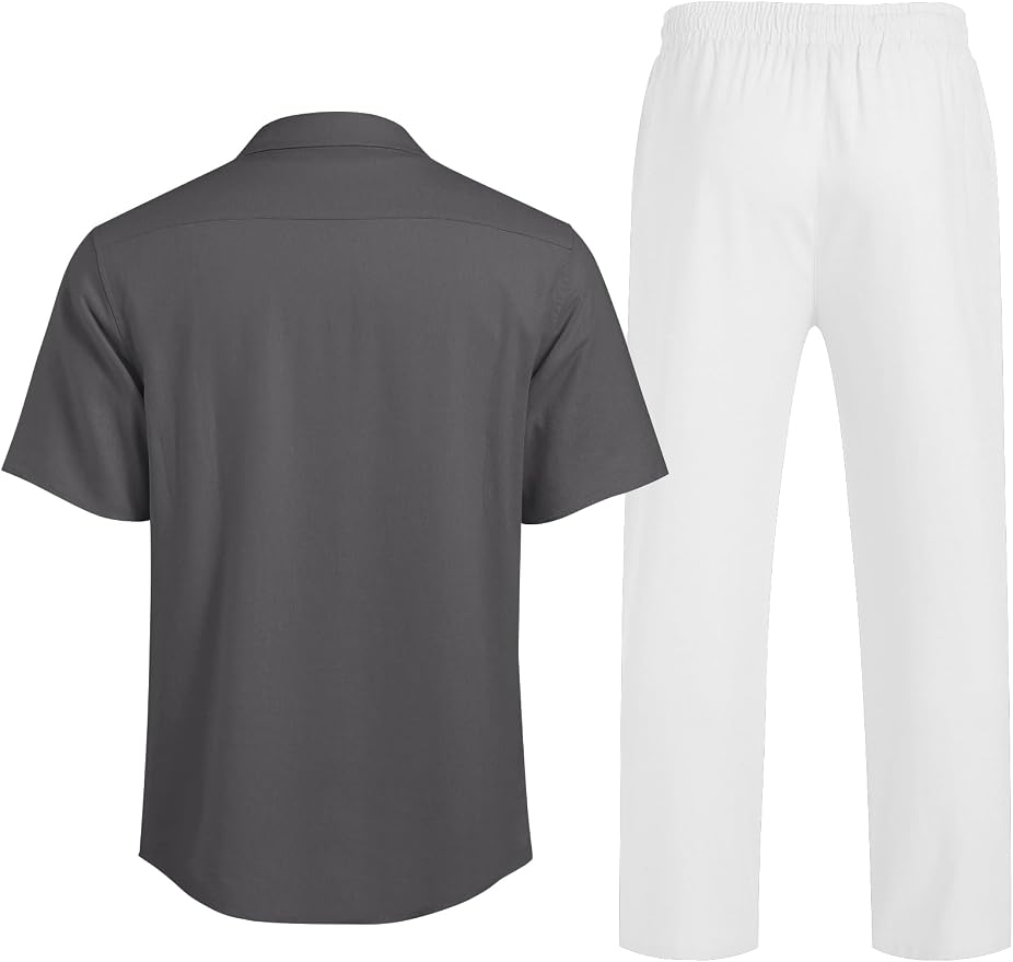 Dark Gray Shirt/White Pants