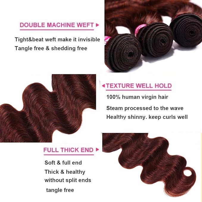 Copper Red bundles with Closure