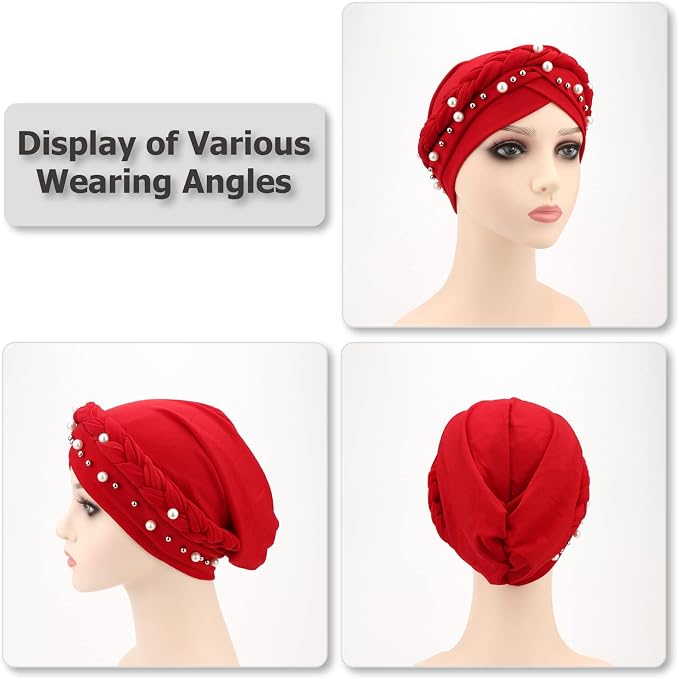 3 Pack Twisted Braid: Pearls (Red/Navy/Black)