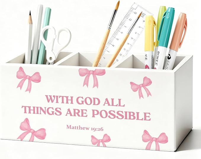 01-Pink Bow Christian Pen Holder(5)