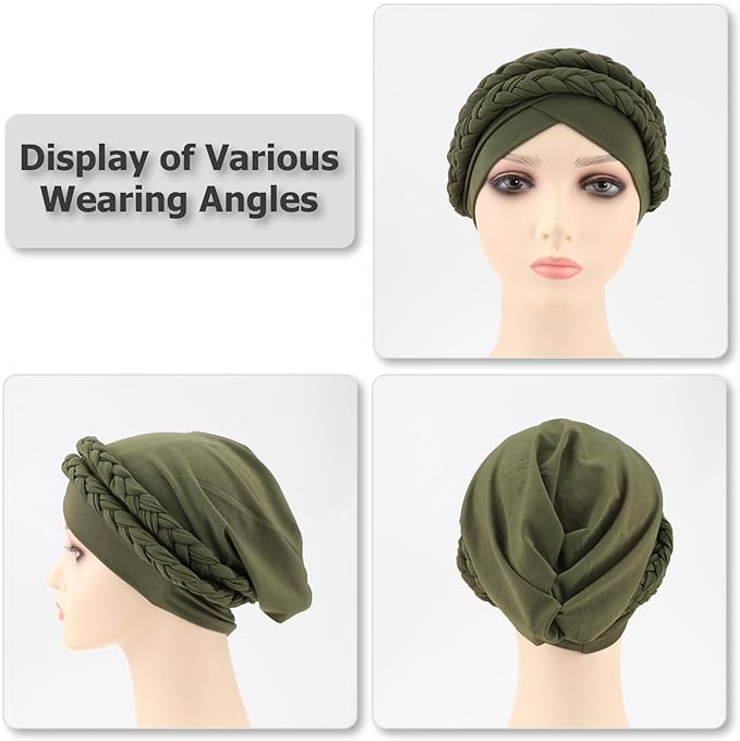 2 Pack Double Twisted Braid: Black, Olive-green