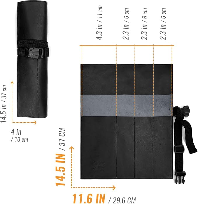 Knife Roll 4 Slots Black