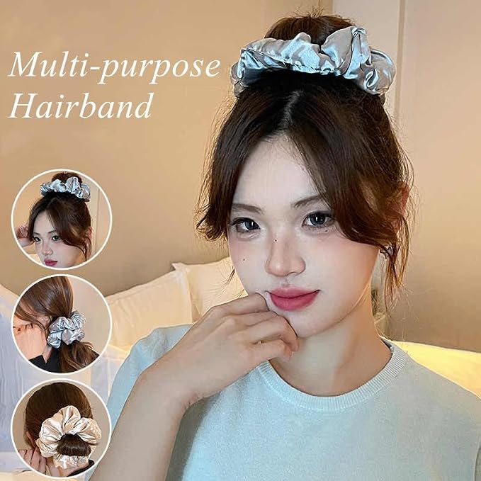 Satin Flower Scrunchies Hair Tie Plus 3 Pieces