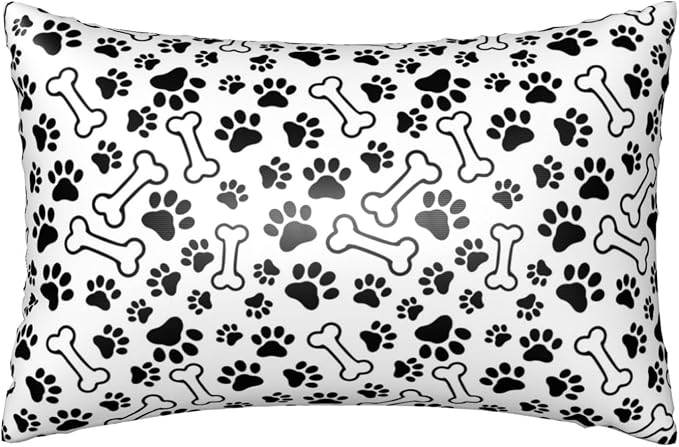 Black Paw Prints and Bones