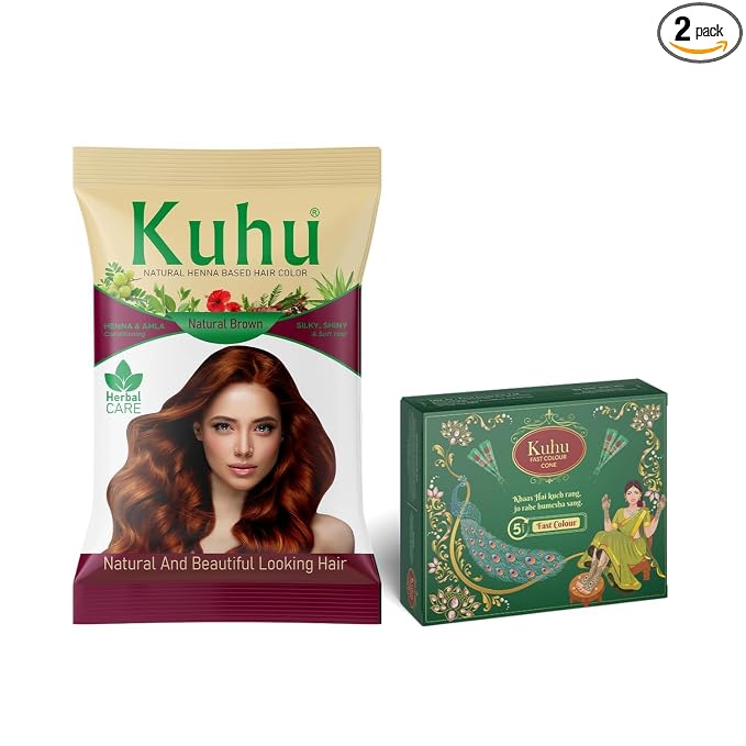 Natural Brown Hair Color (Green Mehendi Cone Box)