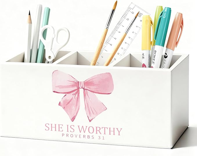 01-Pink Bow Christian Pen Holder(6)