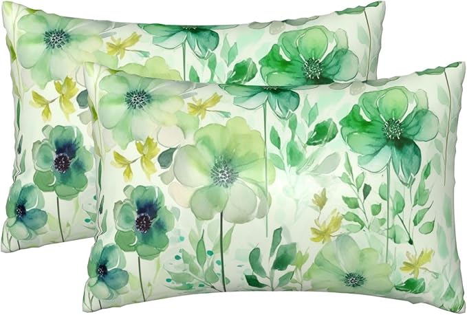 Watercolor Green Flowers