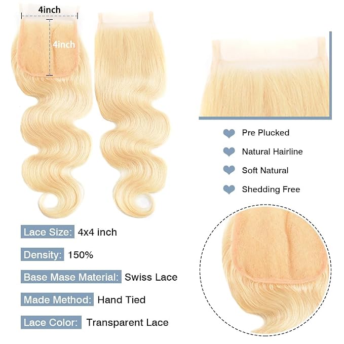 613 Body Wave Bundles with Closure