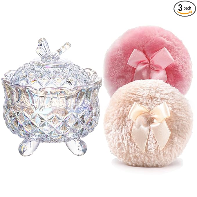 1 Beige 1 Pink Bow Puffs with Butterfly-Dazzling Color