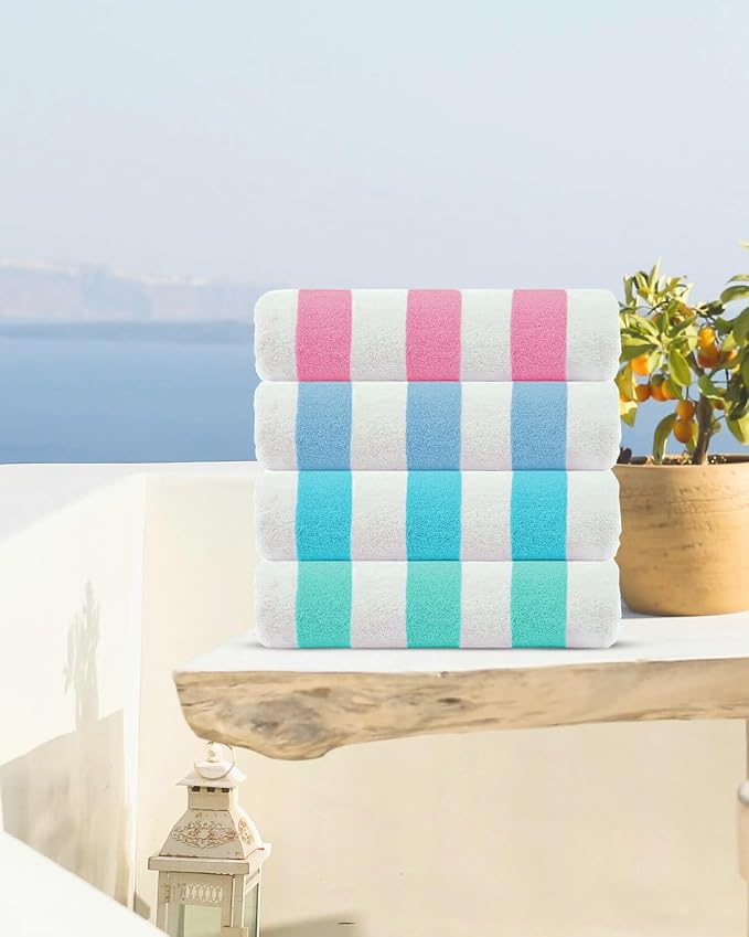 Cabana Beach Towel 4 Pieces, Pink, Sky Blue, Water Blue, Teal