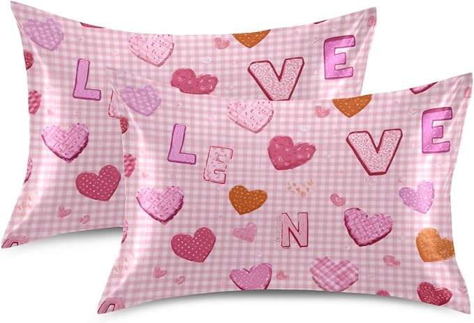 Pink Plaid Valentine Hearts