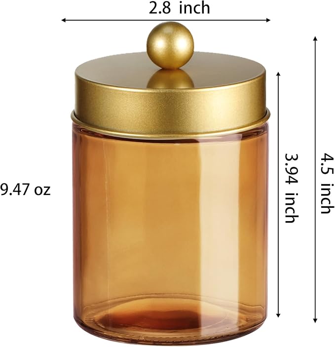 Jar Gold Amber/Lid Gold