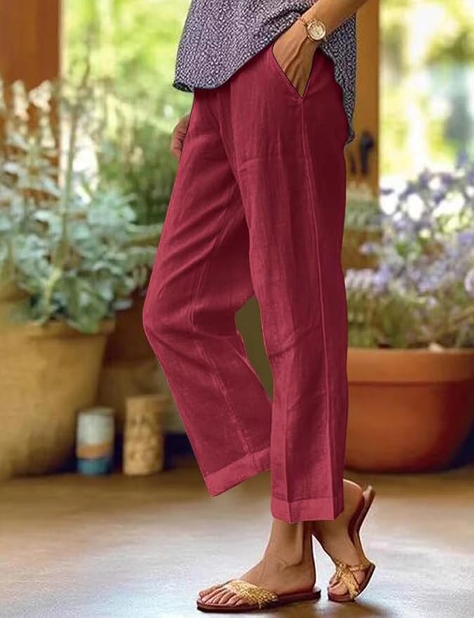 Womens Solid Straight Leg Pant 01