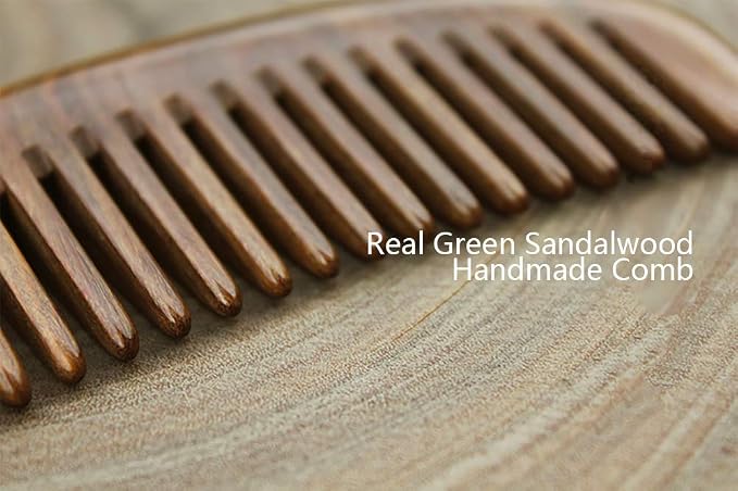 Moon Wide Tooth Comb Paraguay Green Sandalwood