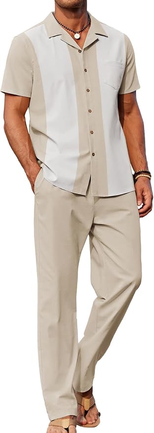 Khaki Patchwork White Shirt/Khaki Pants