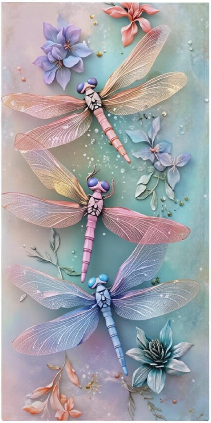 Watercolor Dragonfly and Floral