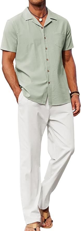 Sage Green Shirt/White Pants
