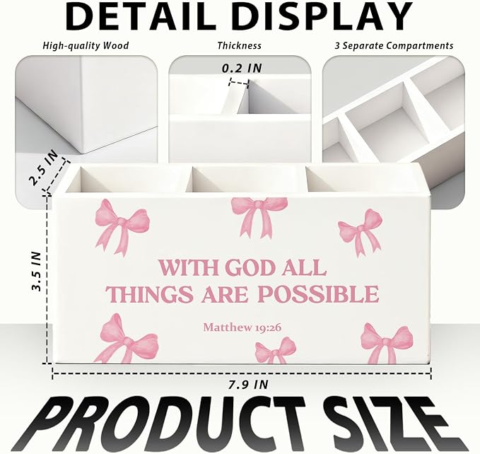 01-Pink Bow Christian Pen Holder(5)