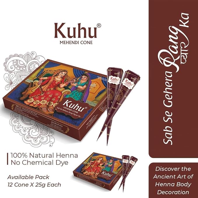 Natural Brown Hair Color (Red Mehendi Cone Box)