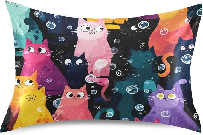 Black Cute Cat and Bubbles