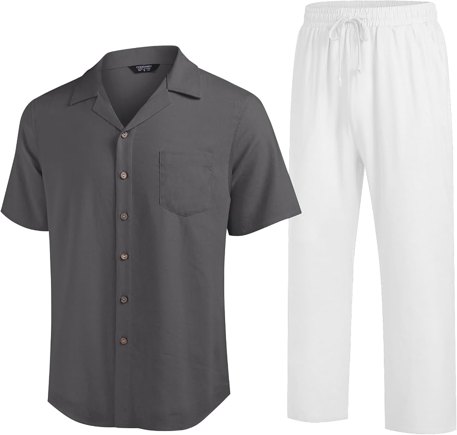 Dark Gray Shirt/White Pants