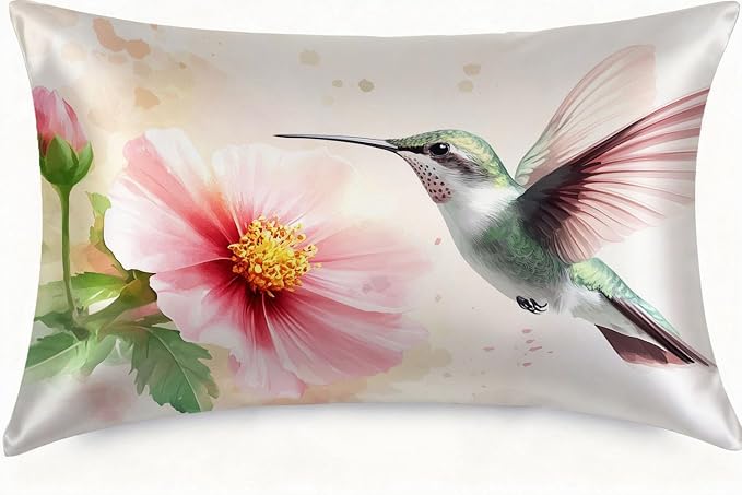 Watercolor Hummingbird and Flower