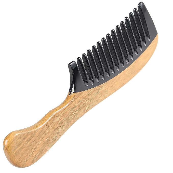 Green Sandalwood Buffalo Horn Wide Tooth