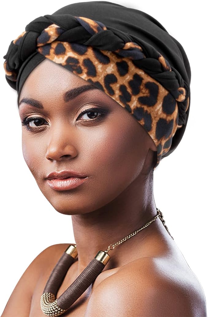 2 Pack Twisted Braid: Black (Leopard/Pearls )