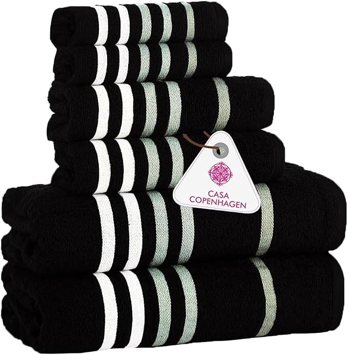 Exotic 6pcs Towel Set Dark Black