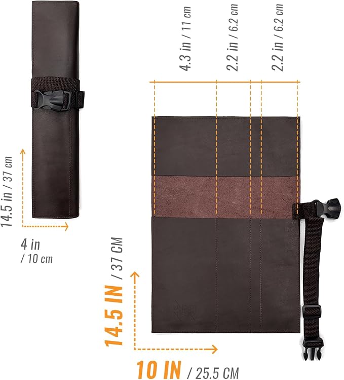 Knife Roll 3 Slots Brown