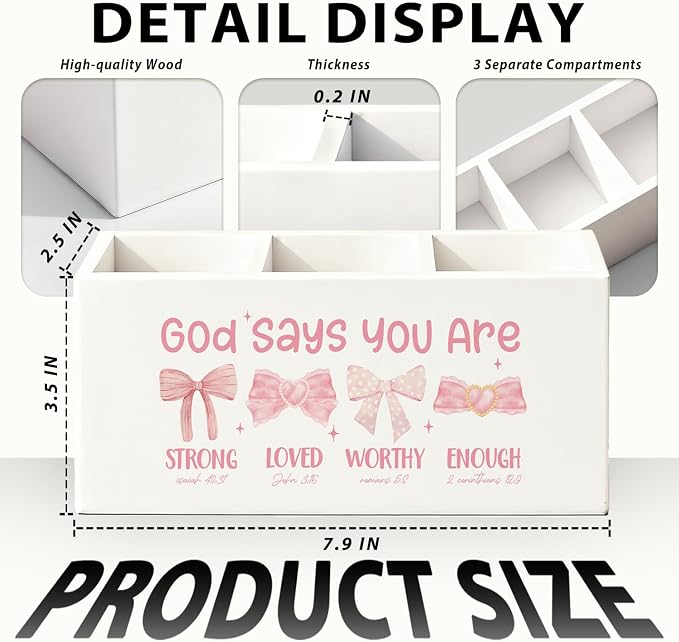 01-Pink Bow Christian Pen Holder(3)