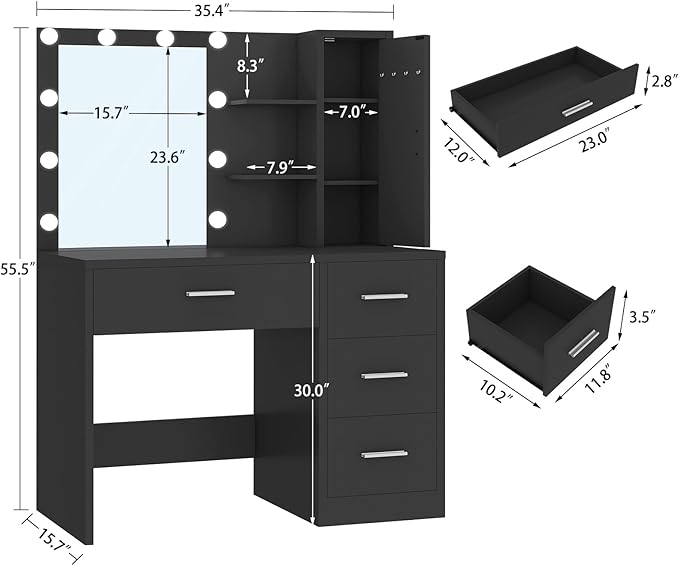 Black 4 Drawers