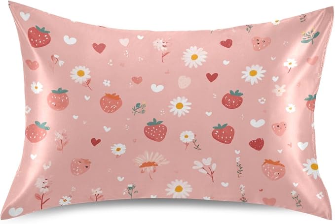 Pastel Pink Daisy Strawberry Hearts