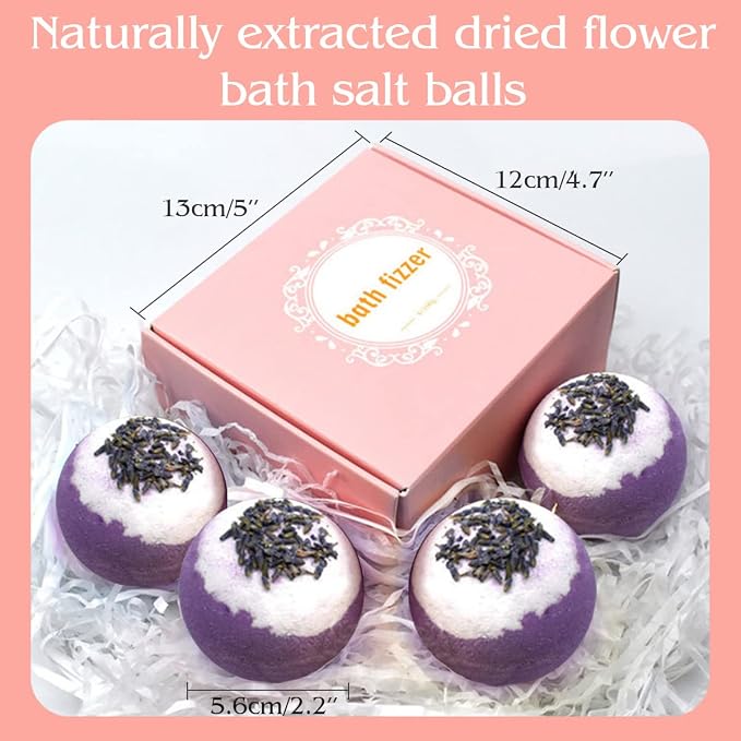 4pcs Lavender Dried Flower Bath Bombs