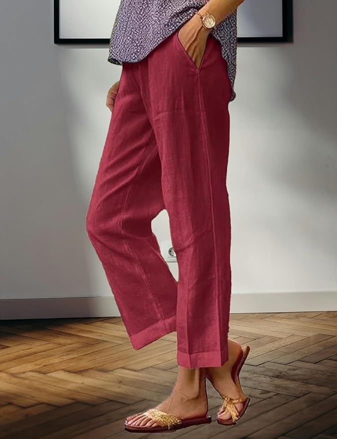 Womens Solid Straight Leg Pant 01
