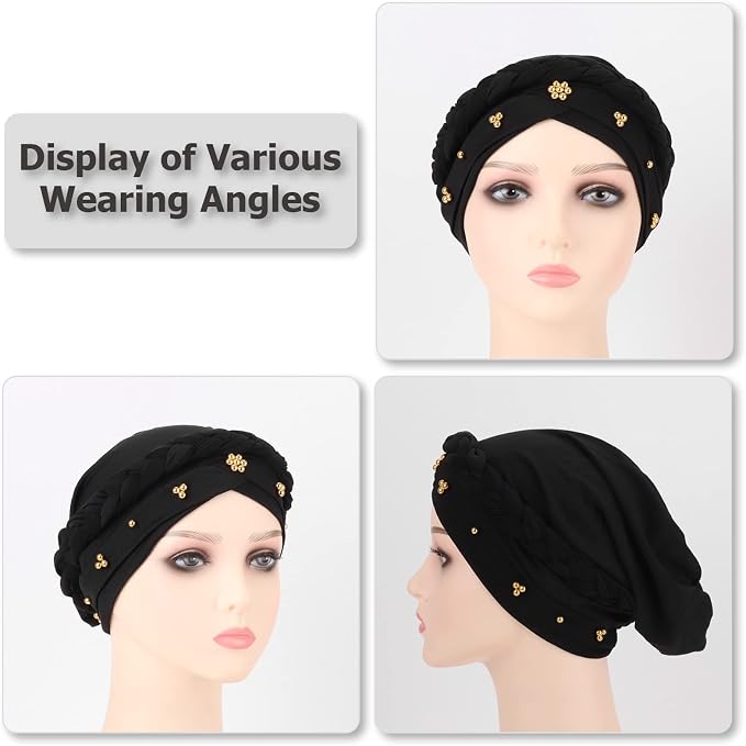 2 Pack Twisted Braid: Gold Bead Black, Grey