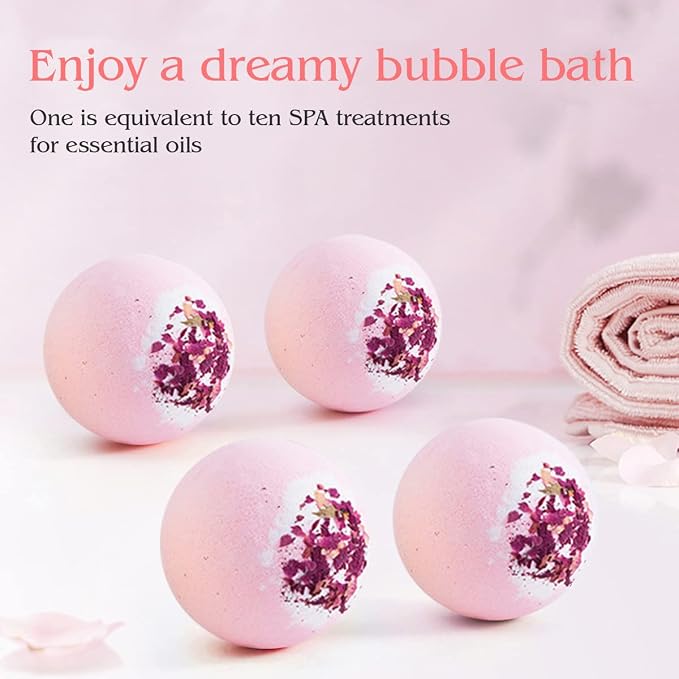 4pcs Rose Dried Flower Bath Bombs