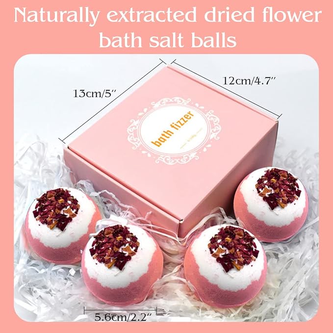 4pcs Rose Dried Flower Bath Bombs